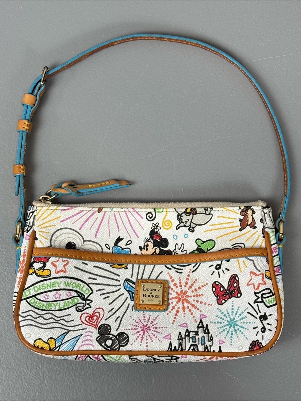 Disney Parks Dooney & Bourke Sketch Baguette Bag Purse Leather Multicolor Lined
